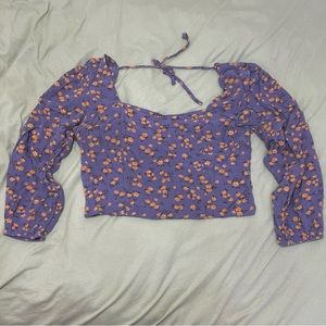 Purple Floral Long Sleeve Blouse